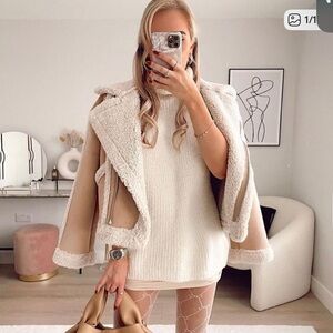 Zara DOUBLE FACED JACKET WITH FAUX SHEARLING